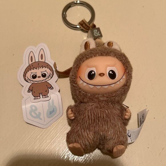 Authentic PopMart Labubu The Monsters Pin for Love Series "&" Brown Plush Pendan - Picture 2 of 11